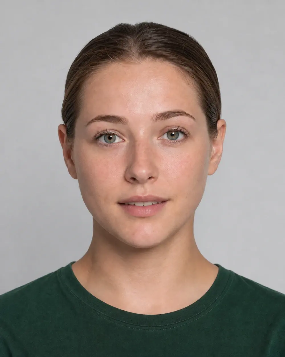 The same face with a smile, showing the changed mouth outline